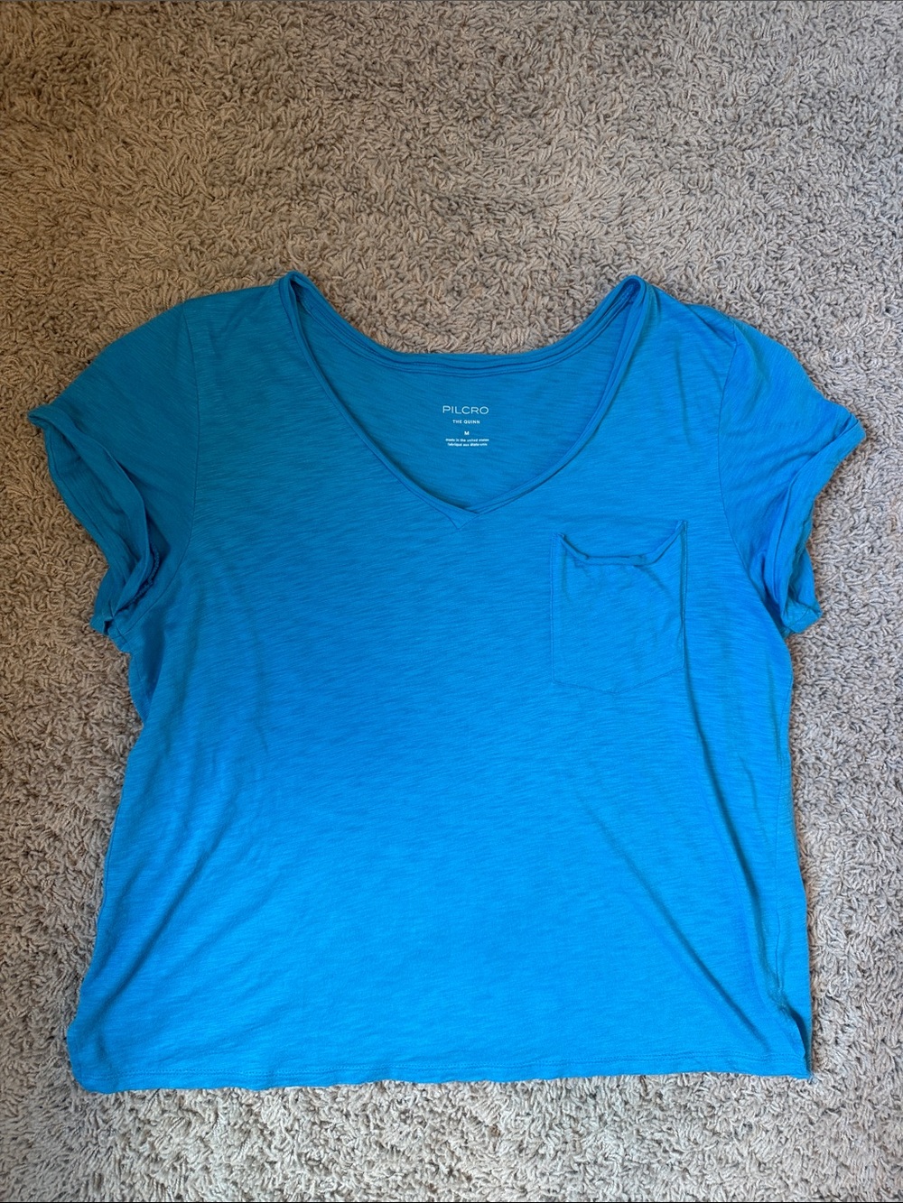 Pilcro Bright Blue V-Neck Short Sleeve Pocket Tee